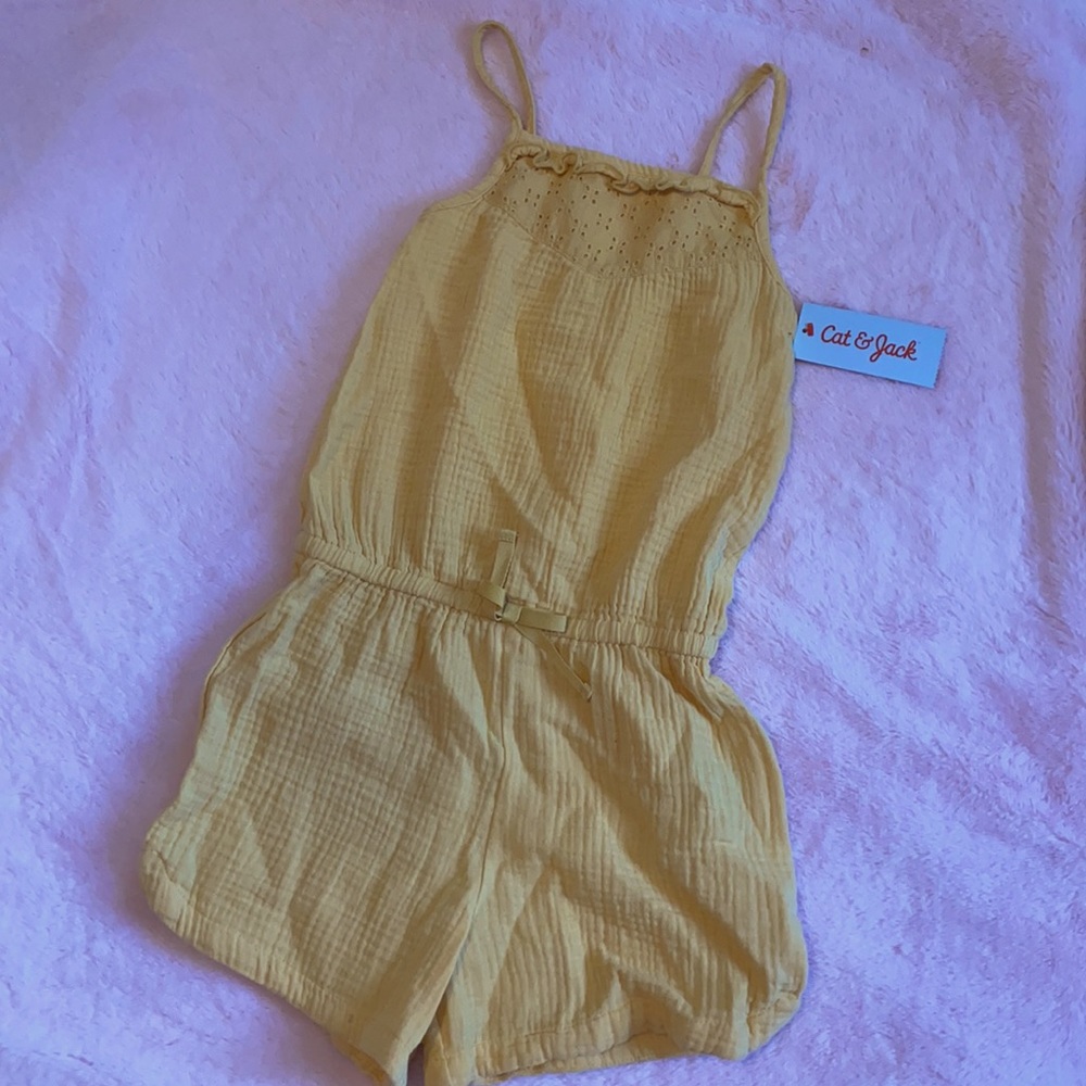 Cute girls yellow summer romper.